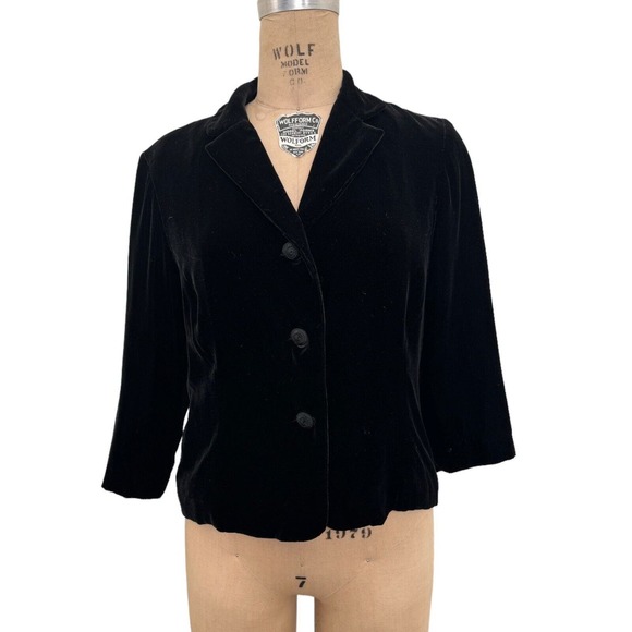 Vintage Mary McFadden Black Velvet Jacket Silk Rayon Blazer Sz Medium - Picture 5 of 8